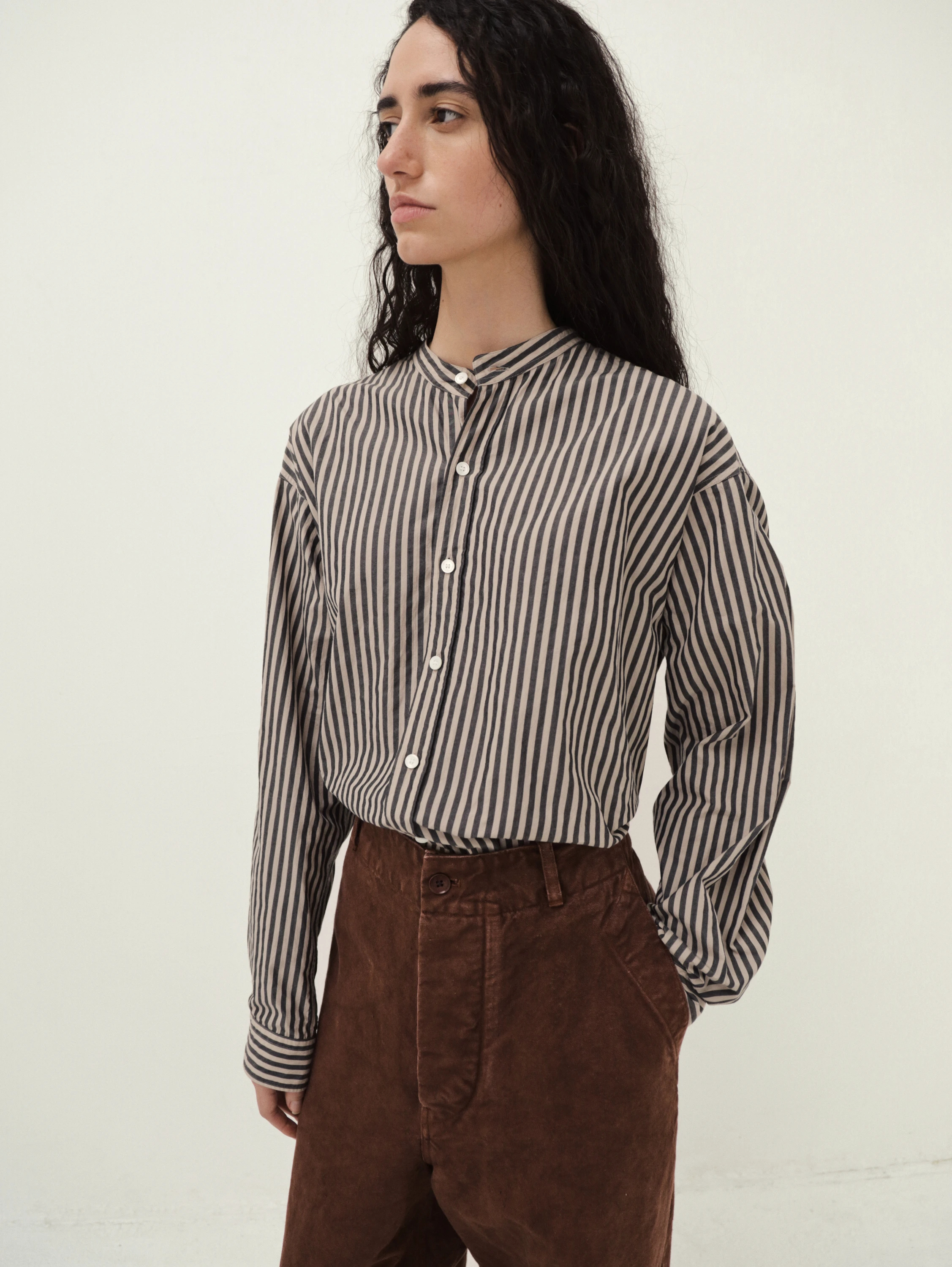 Bumpy Stripe Stand Collar Shirt | SHIRTS | KAPTAIN SUNSHINE ONLINE