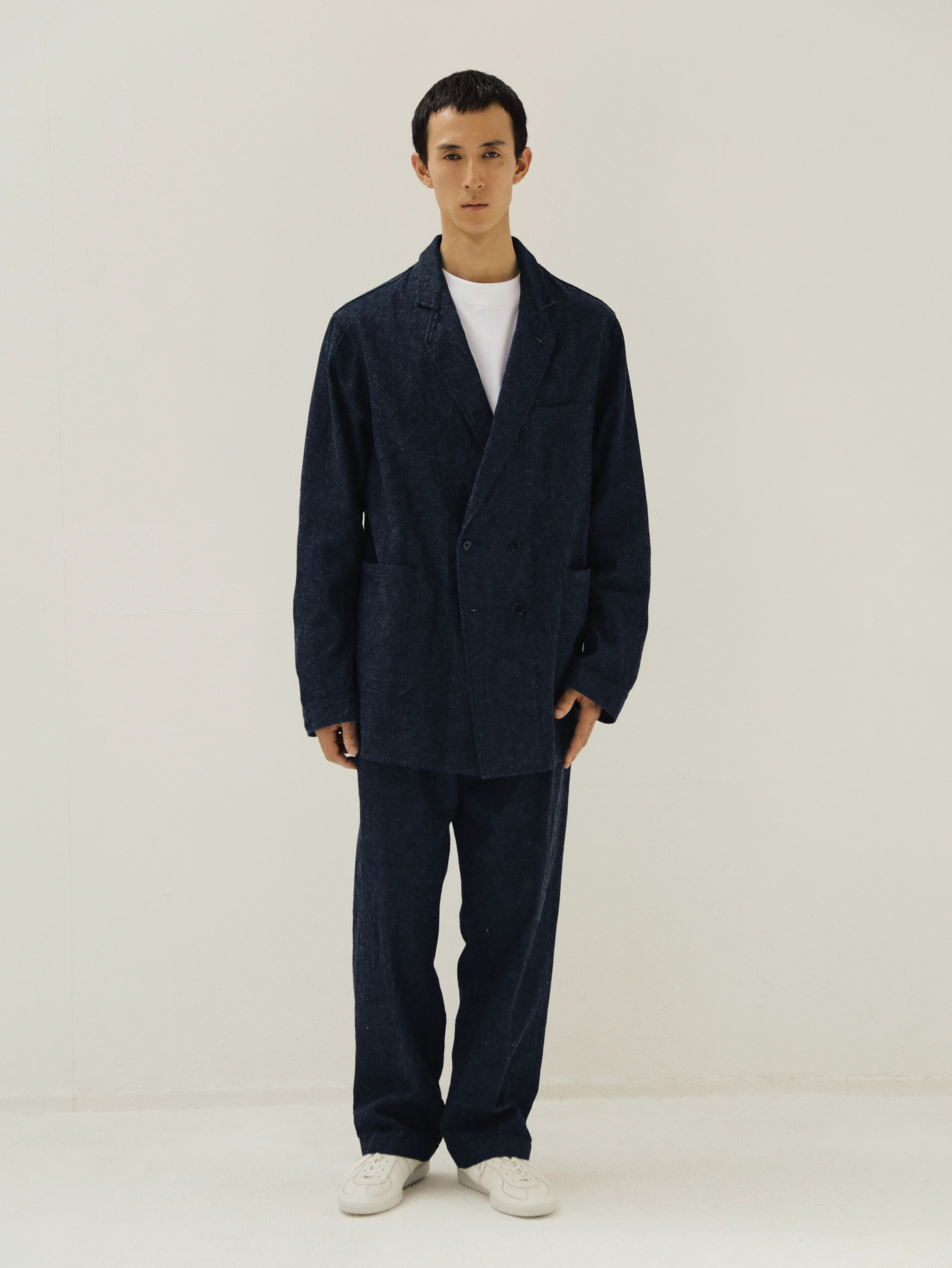 ŠP / LINEN COTTON /JACKET col.Ink Black Cotton Linen Denim DB Take Easy Jacket | OUTER WEAR | KAPTAIN