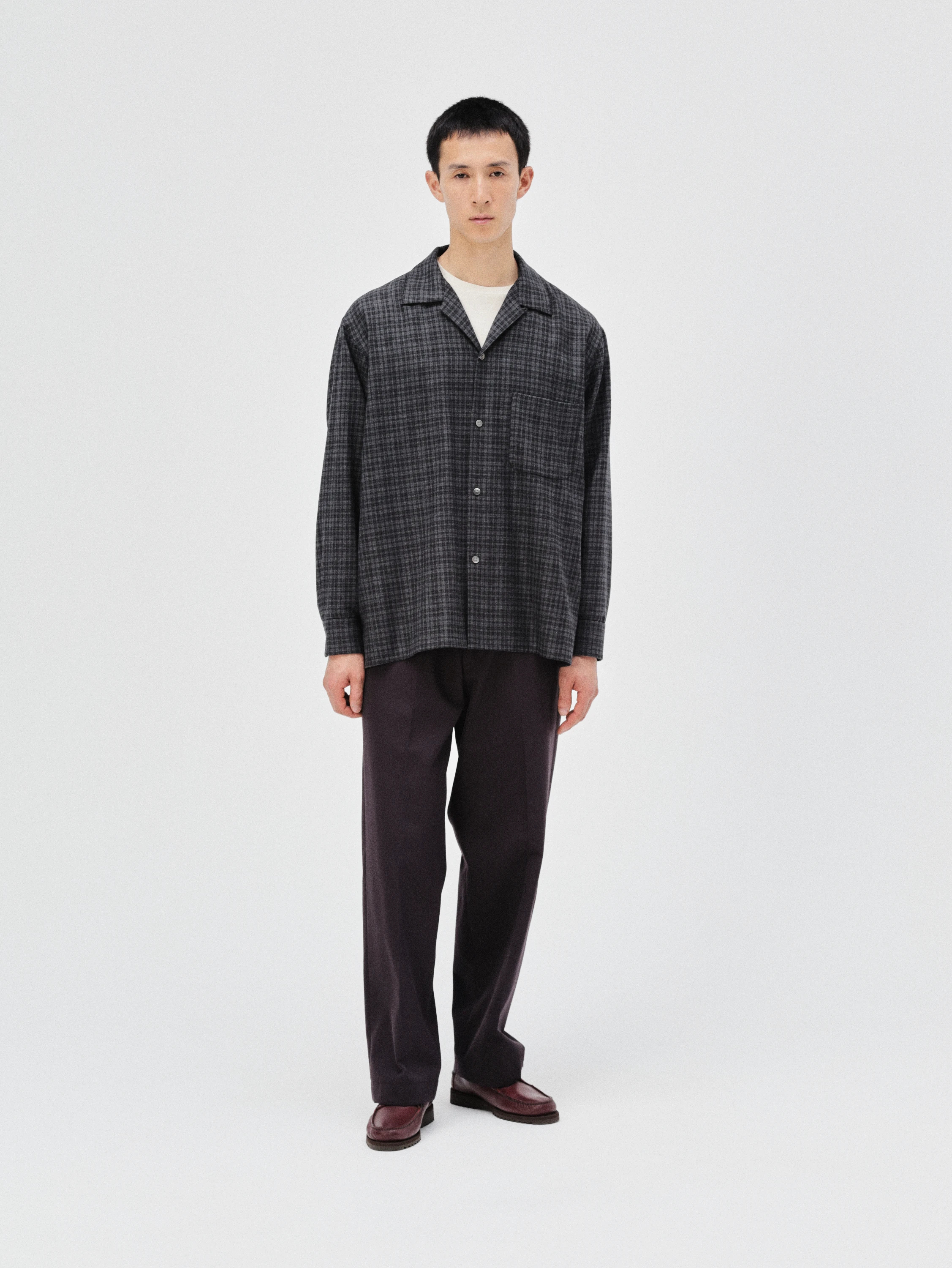 Wool Plaid Open Collar Shirt | SHIRTS | KAPTAIN SUNSHINE ONLINE STORE