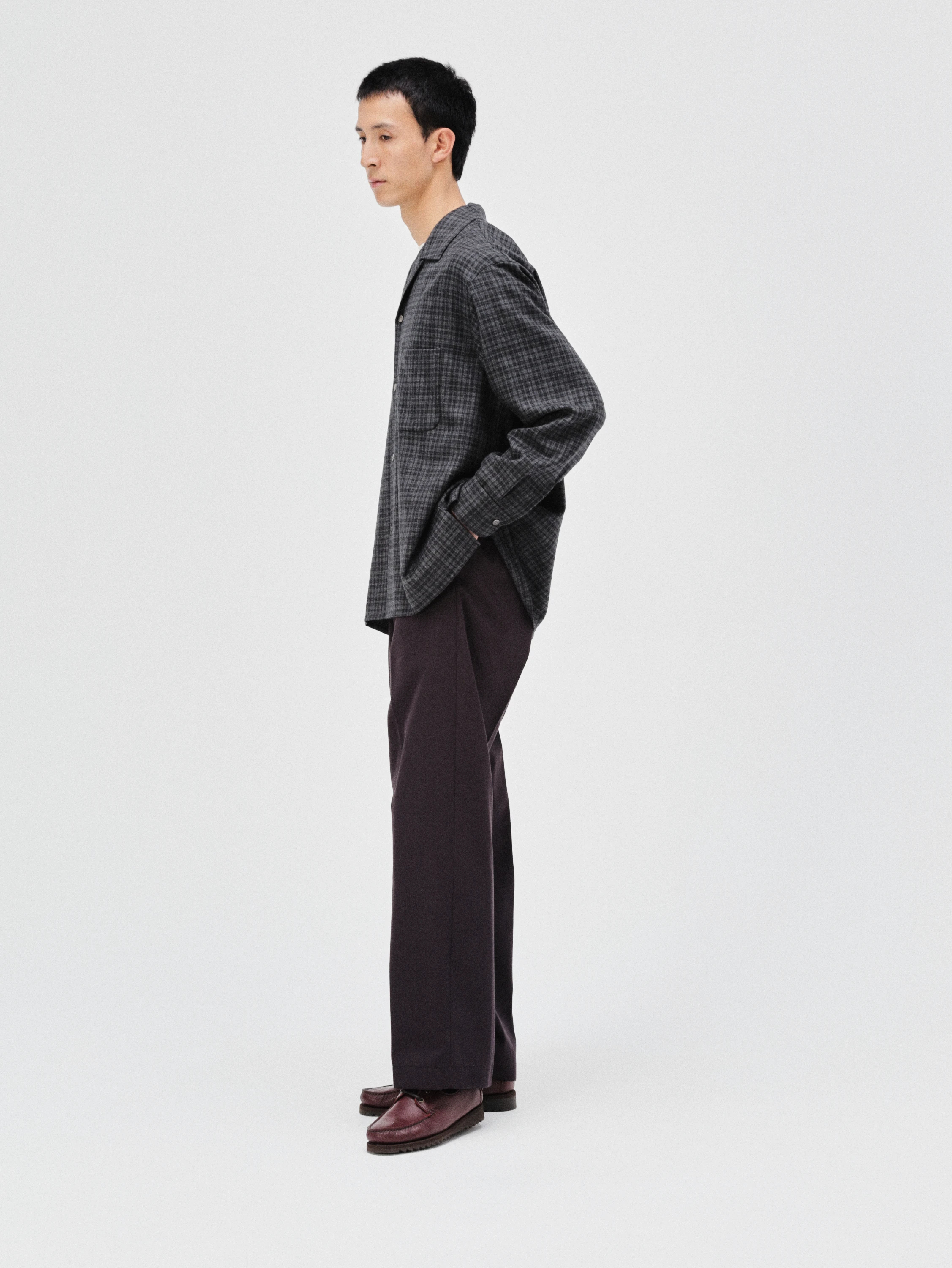 KAPTAIN SUNSHINE(キャプテンサンシャイン) |Wool Plaid Open Collar Shirt