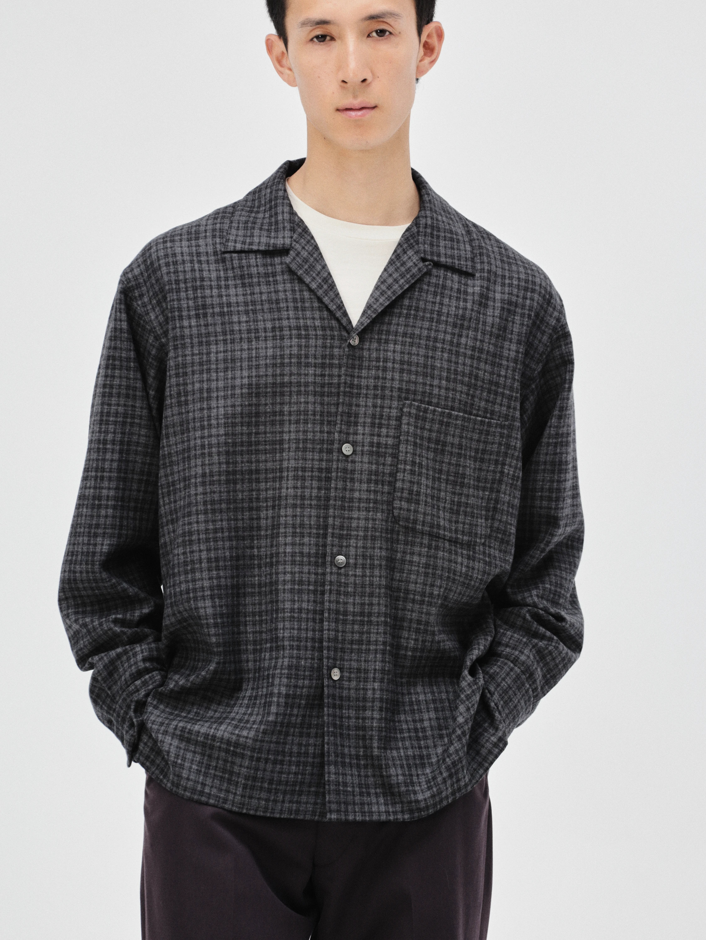 Wool Plaid Open Collar Shirt | SHIRTS | KAPTAIN SUNSHINE ONLINE STORE